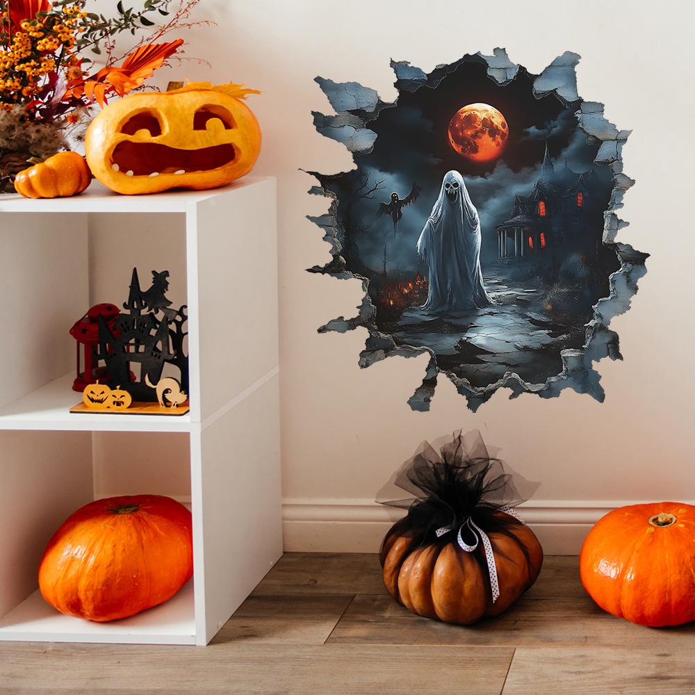 Halloween Creative Wall-breaking Faceless Ghost Bedroom and Living Room Atmosphere Decoration Stickers