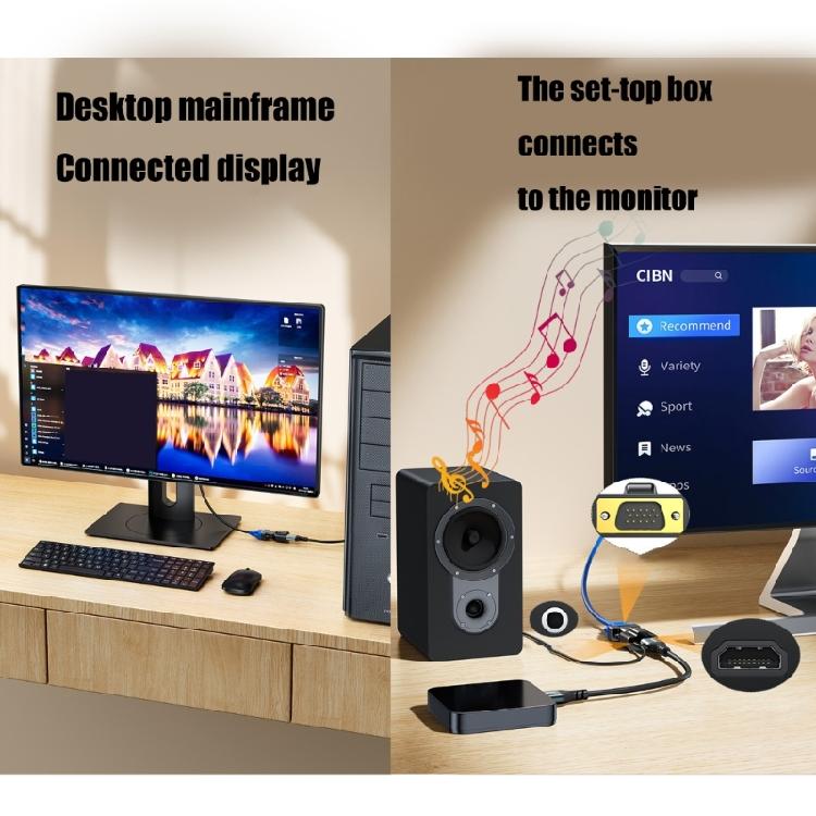 1080P HDMIcompatible Female to Male VGA Converters Video Output for PC Laptop TV Monitors Projectors Low Power Consumption