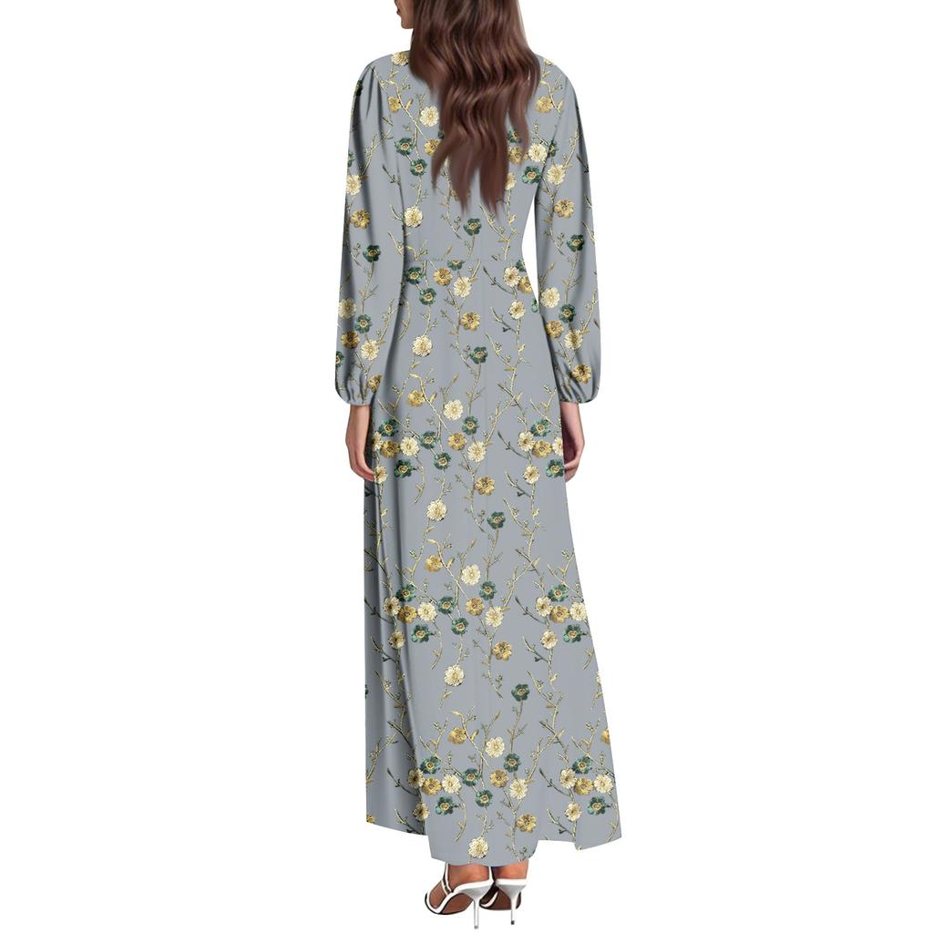 Women's Summer Dresses Casual Long Sleeve Maxi Dresses Cute Floral Maxi Dresses Wedding Guest Dresses Flowing Dresses