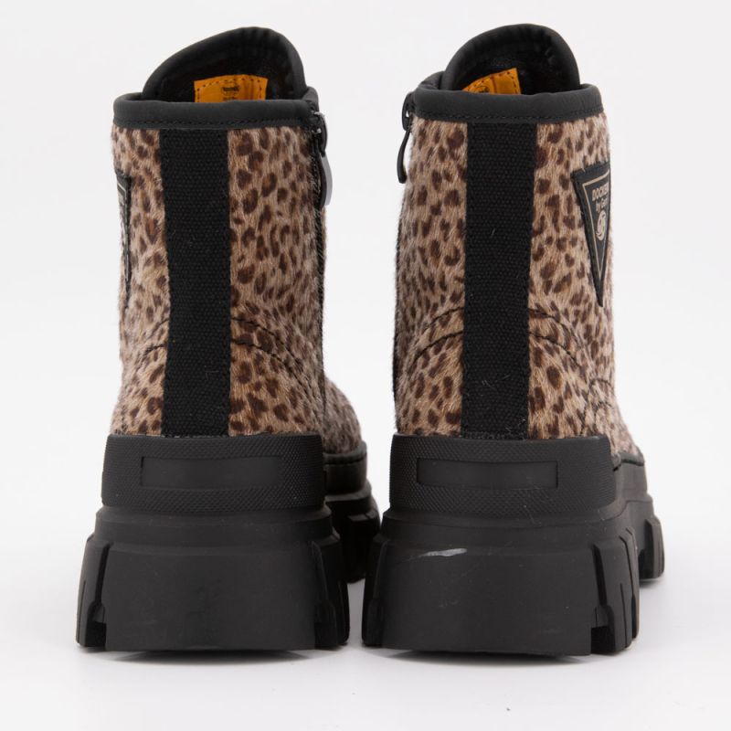 Bottines à poils imprimé léopard avec lacets noirs semelle crantée Femme DOCKERS BY GERLI