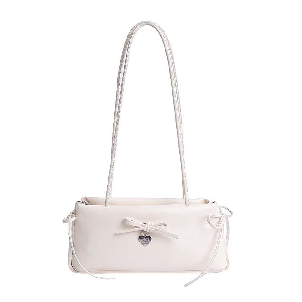 

Sweet French Stick Handbag Anti-splash Water PU Shoulder Bag Solid Color Underarm Bags Travel белый