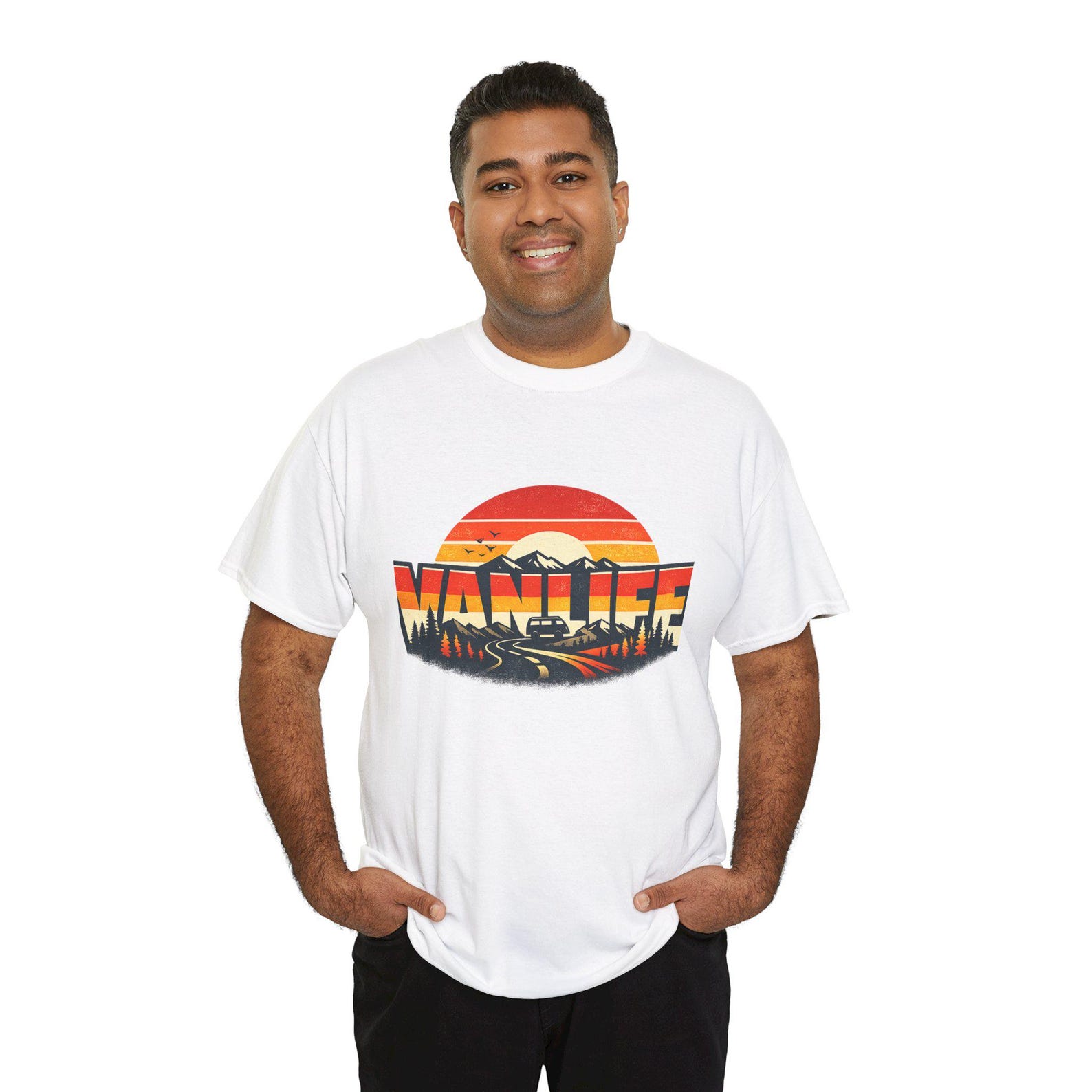 Van Life Sunset graphic tee | Campervan Mountain Road Tribe T shirt M