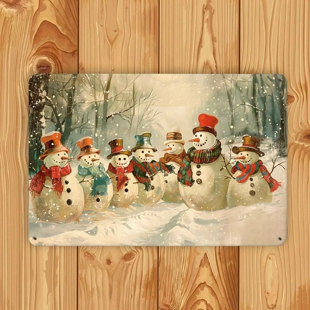 Metal Tin Sign Watercolor Christmas Tree Retro Wall Decor 20x30cm