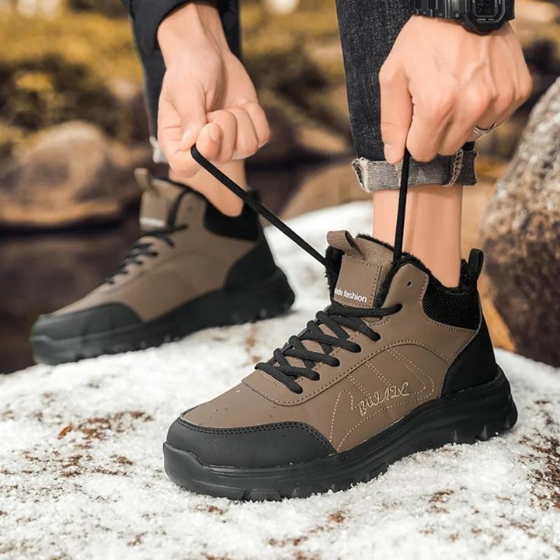 Brand Winter Men's Boots Thick Plush Warm Men Snow Boots Soft Sneakers N-Slip Men Ankle Boots Outdoor Lightweight Hiking Boots
