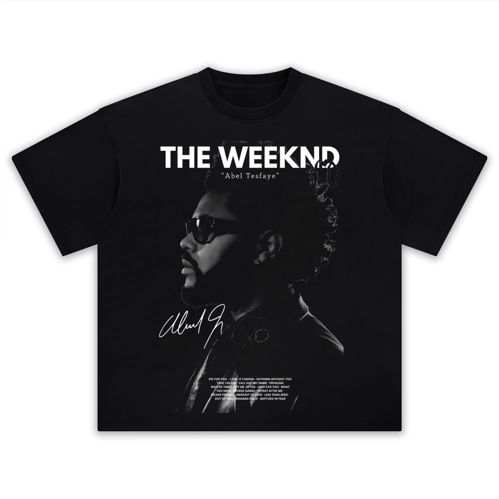 The Weeknd Abel Tesfaye Retro Musik T-Shirt Herren Damen Vintage R&B Künstler Kurzarm High Streetwear Harajuku Bequeme Damen Herren Kleidung S schwarz