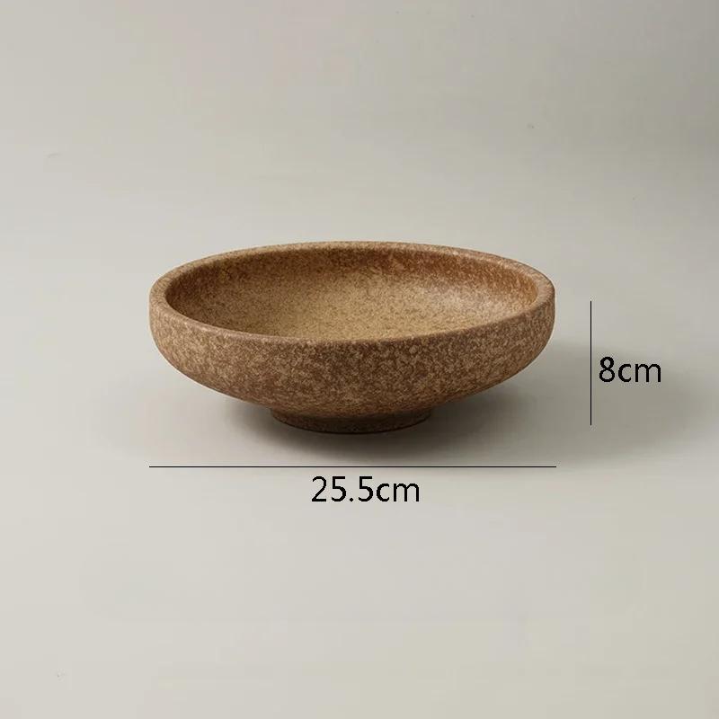 

Винтажная матовая коричневая керамическая тарелка, ресторанная круглая тарелка для стейка, тарелка для пасты, десертные тарелки, тарелки для закусок, креативные салатные тарелки