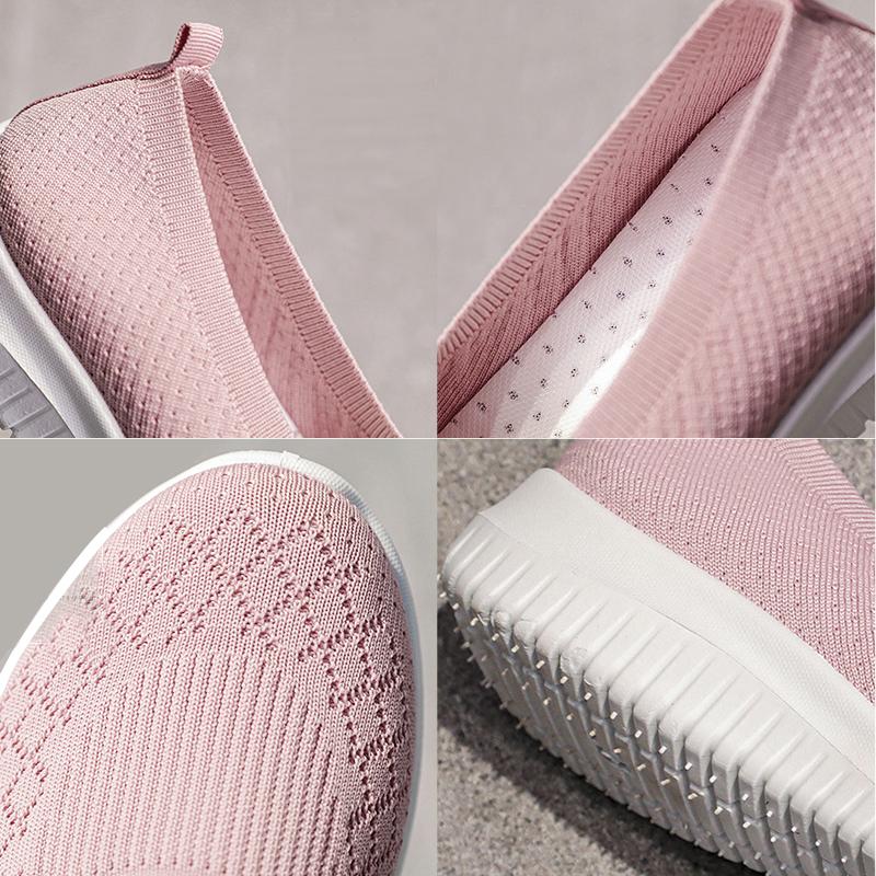 Dámské pletení slip on síťované neformální boty prodyšné ploché lehké boty