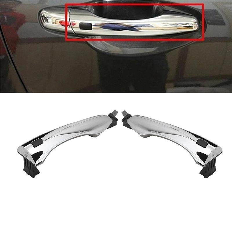1Pair Front Door Inductive Chrome Handle Have Button 82651-C5710 82661-C5710 For Kia Sorento 2015-2018 Outer Pull Handle Parts