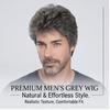 Men's Short Gray Layered Realistic Wig, Heat Resistant Synthetic Hair with Adjustable Breathable Cap for Daily & Casual Wear