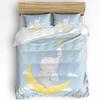 Kaninchen Elefant Sterne Cartoon Bettbezug mit Kissenbezug Kundenspezifische Bettdecke 3-teiliges Bettwäsche-Set Steppdeckenbezug Doppelbett Heimtextil