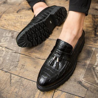 Men's Hair Stylist Fringed Thick Soled Leather Shoes Fashion Breathable Leather Luxury Brand Mens Business Formal Party Shoes