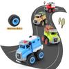 2-In-1 Building Block Disassembly And Assembly Construction Vehicle Fire Police Car Diy And Assembly Education Construction Automobile Science Toy