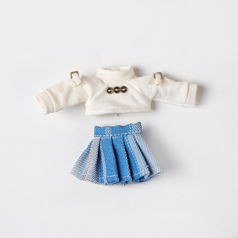 OB11 Kleidung Blau Bauchnabelfreies Sweatshirt und Rock Anzug für Ob11 1/12 Puppe Outfit Tägliche Lässige Accessoires für Kinder DIY