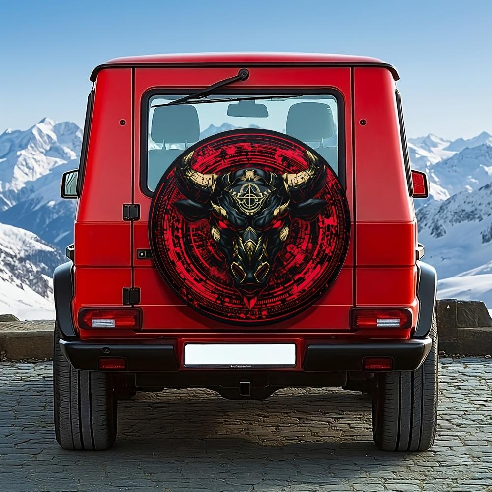 1pc Cyber Bull Totem 14-17 Inch Spare Tire Decorative Protective Cover, Easy Installation, Universal Fit For Most Vehicle Models