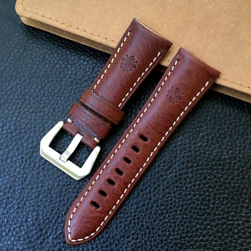 26mm Persönlichkeit Braun Schnitzereien Weiches Echtleder Armband Ersatz für PAM LUMINOR 1940 1950 Uhrenarmband