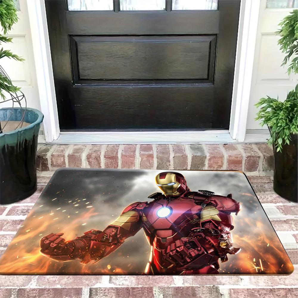 Authorized 1pc Cartoon Printed Rug, Spider- City Web Dynamic Pose Red Blue Battle Suit Classic Design Easy to Clean, Suitable