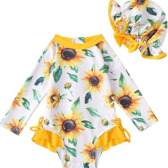 Costum de baie dintr-o piesă cu mânecă lungă pentru fete - Stil Prințesă