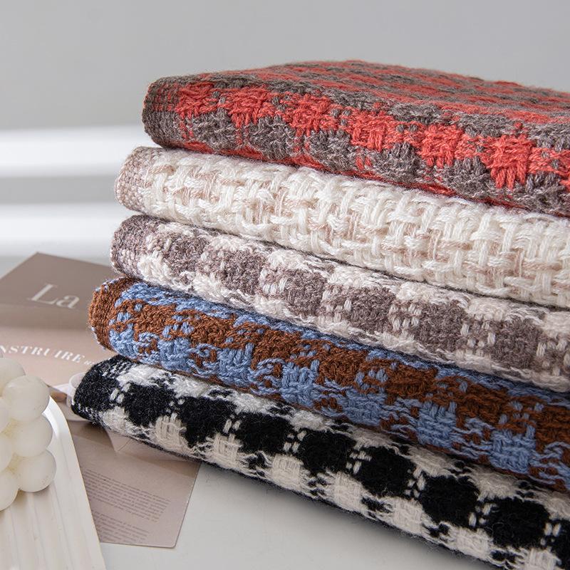 Wool Scarf Autumn and Winter New Style Long Plaid Versatile Thickened Tassel Warm Student Scarf for Men and Women