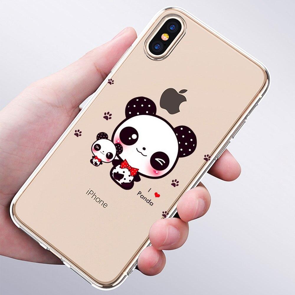 Luxury Soft Silicone Phone Case Cute Panda Bear China for Apple iPhone 11 Pro XS Max X XR 6 6S 7 8 Plus 5 5S SE Fashion Cover
