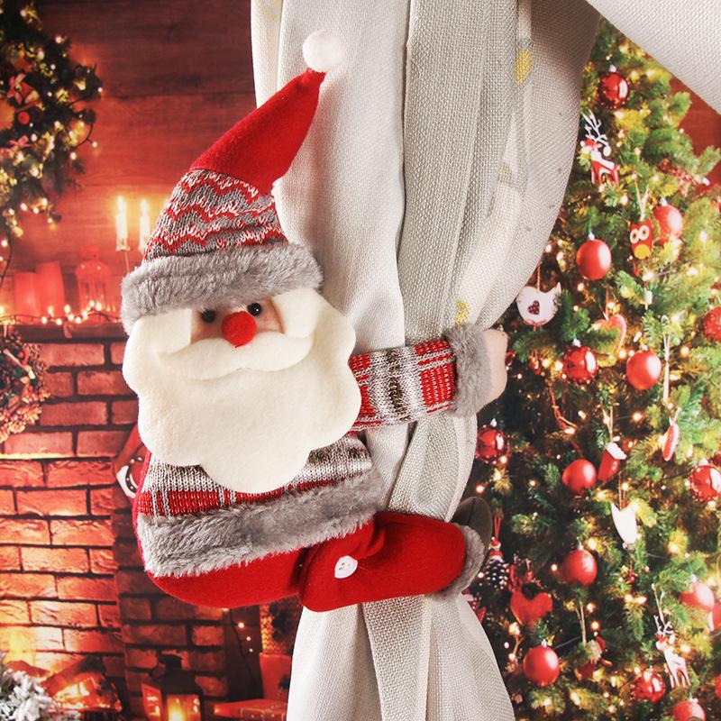 Cartoon Santa Christmas Curtain & Backdrop Hanging Ornament for Home Decorations