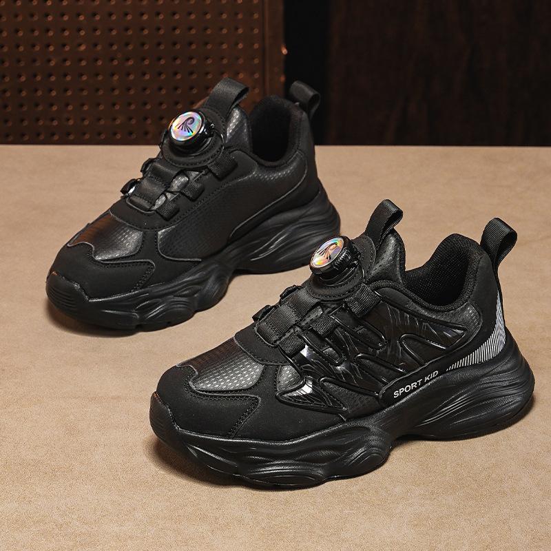 

2025 autumn new leather surface children s sports running shoes trendy shoes students outdoor casual shoes rotating buttons classmates 29