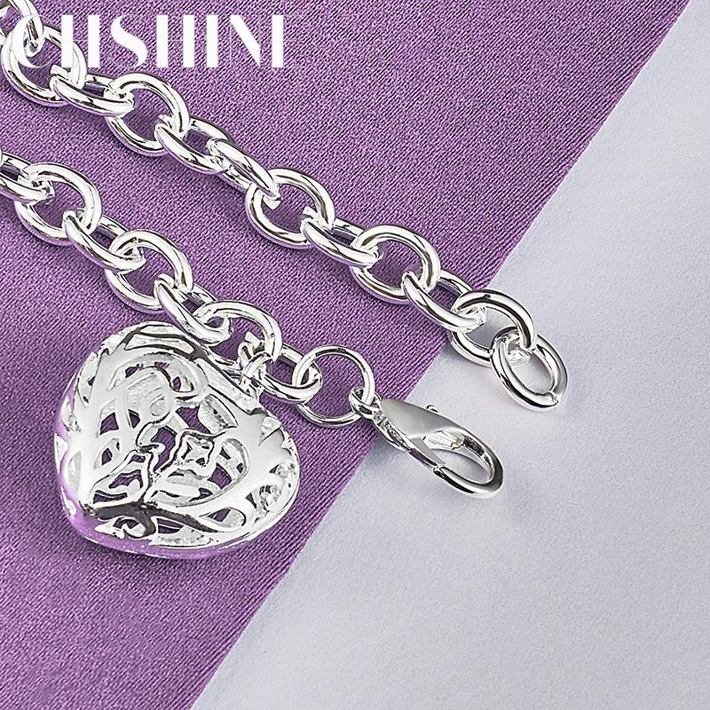 CHSHINE 925 Sterling Silver Charm Hollow Heart Bracelet for Women Wedding Party Fashion Jewelry