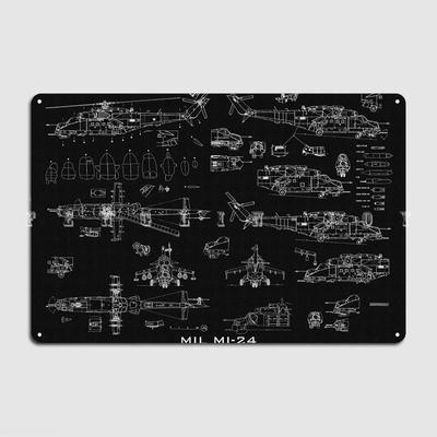 Metalowy Znak Mil Mi 24 Kino Salon Bar Jaskinia Design Tablica Ścienna Znak Blaszany Plakat