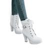 Women's Chunky Heel Waterproof Platform Martin Boots with Belt Buckle and Lace-up Design