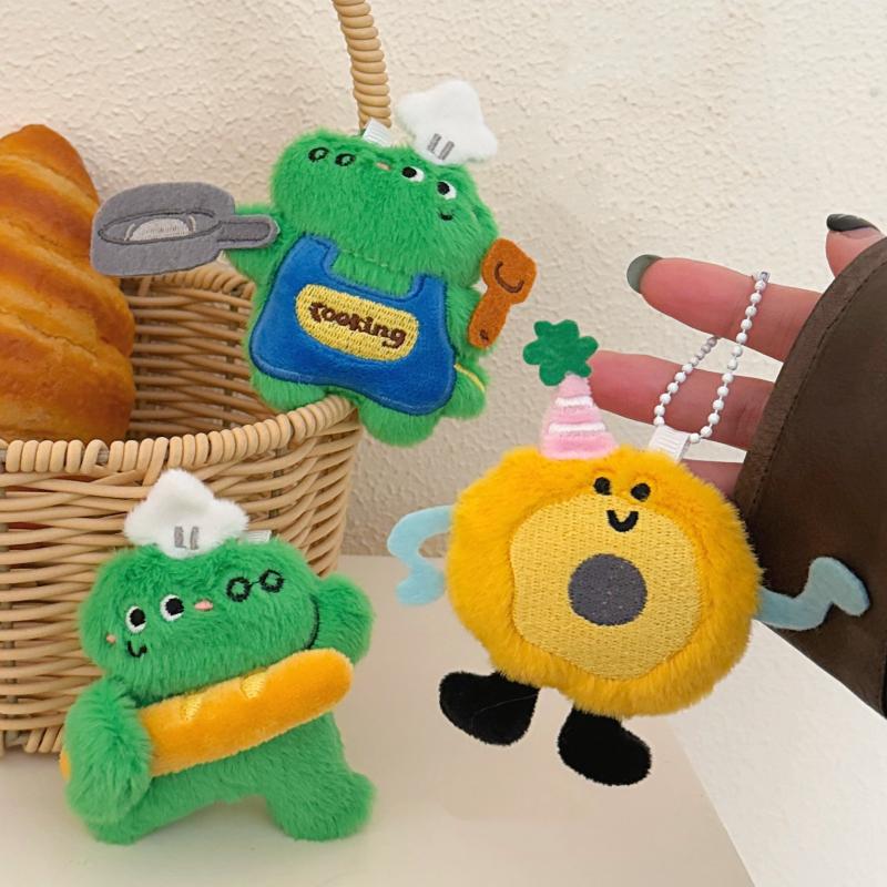 1Pc Cute Plush Gourmet Crocodile Doll Pendant Keychain Kawaii Cartoon Bread Doll Pendant Backpack Decoration Accessories Gifts