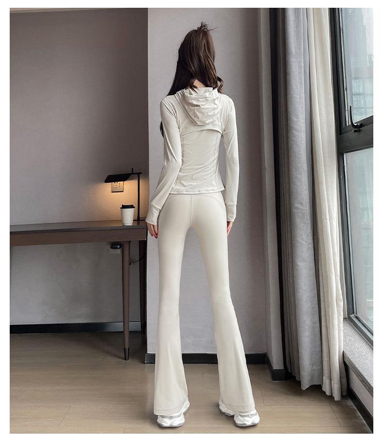 Damen 2024 Tanz-Fitness-Set: Sportjacke, Yoga-Weste & Micro Flare Hose