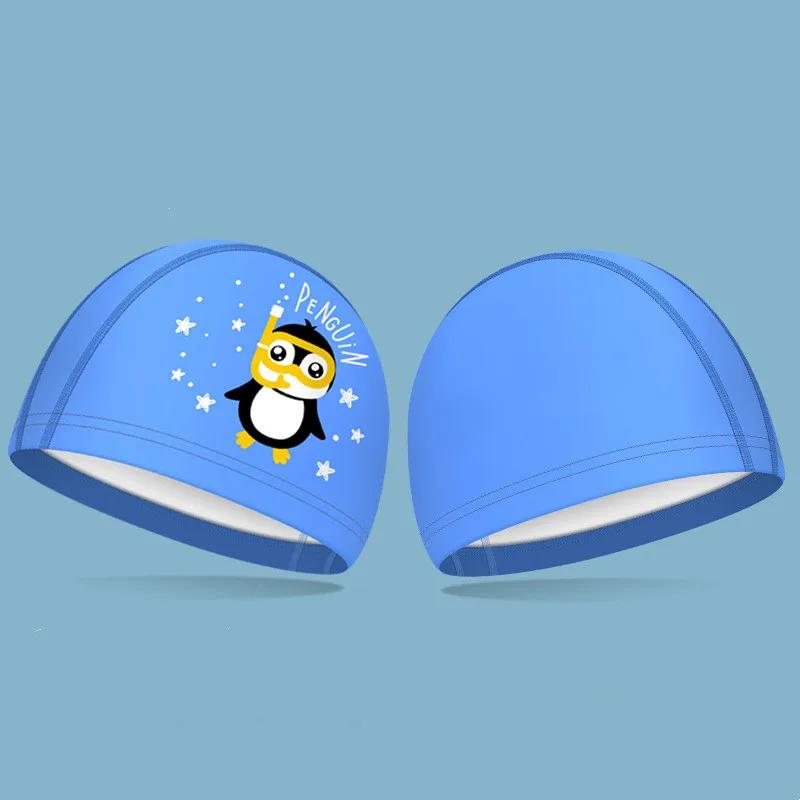 Cartoon Swimming Caps PU Waterproof Long Hair Ear Protection Children Swim Cap for Boys Girls Kids Swimming Cap Pool Accessories