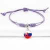 Purple Stylish Unisex Charm Bracelet With European Country Flags Length Adjustable