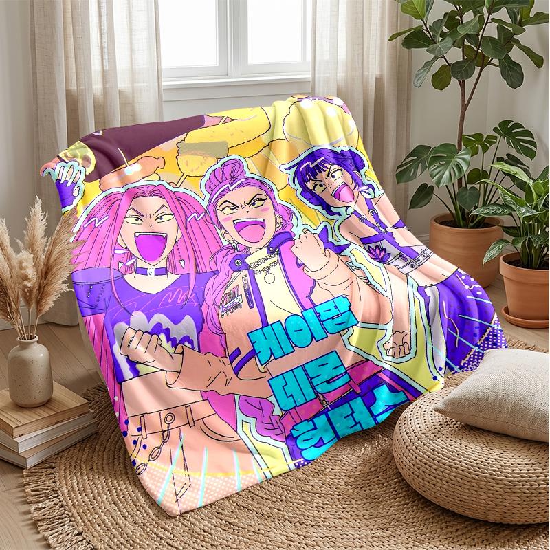 Kpop Demon Hunters Potiskovaná flanelová deka Měkká teplá lehká celoroční deka na pohovku postel kempování domácí dekorace vánoční dárek
