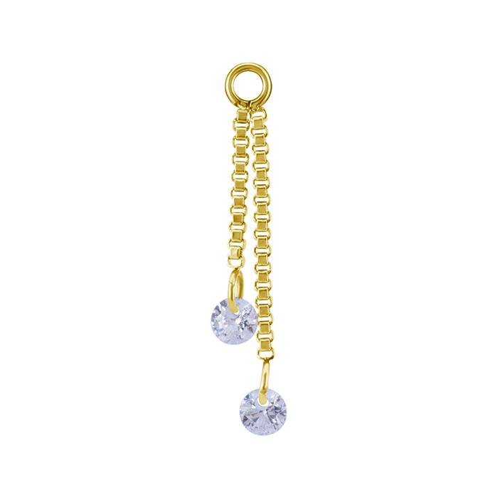 Charm Chain With White Zircons - Gold - D-071 25 Mm