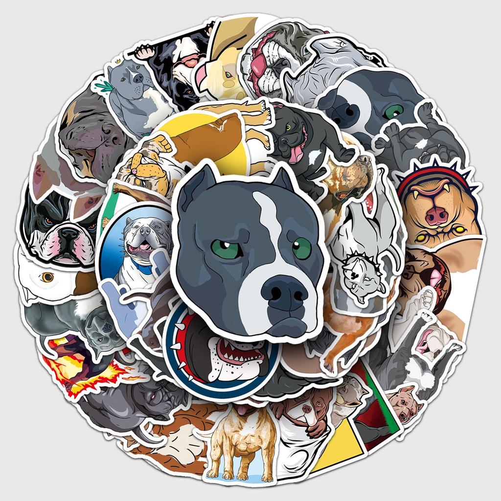 50 Bulldog Cartoon Animal Stickers: Waterproof, Perfect for Kids' Journals, Water Bottles, Skateboards, and Luggage.