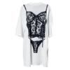 Kkx European and American Sexy Bikini Print White Short-Sleeved T-shirt Female Street Trend All-Match Casual Sexy Tops Summer
