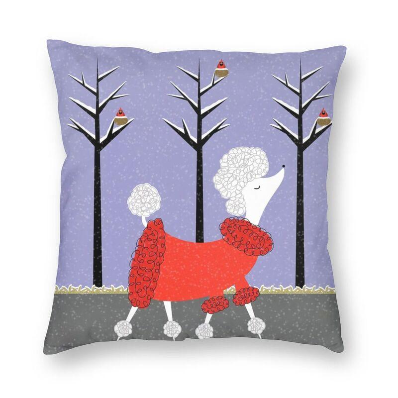 Pink Convertible Pillowcase White Poodle Home Decor Dog Lover Sofa Cushion Cover Living Room  Bedroom