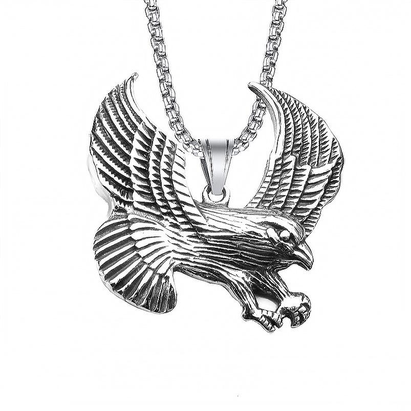 New Simple and Versatile Eagle Pendant Punk Necklace Vintage Trendy Men