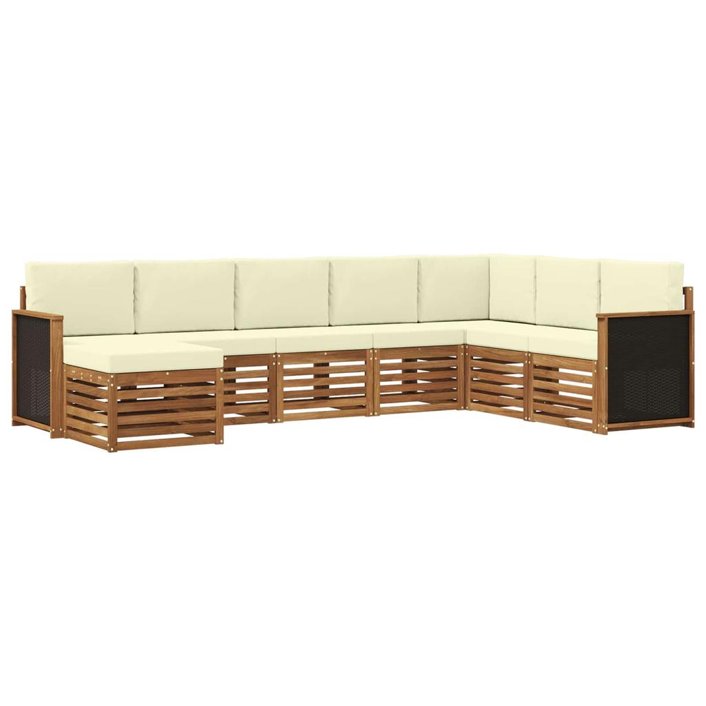 Outdoor Sofa Set with Cushions 6 pcs Natural and Cream