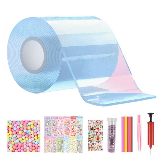 Nano-Klebeband-Blasen-Set mit Glitzerperlen DIY Stressabbau Spielzeug-Set für Kinder Erwachsene Kreatives Blasenmacher-Bastelset für Partygeschenke Entspannung