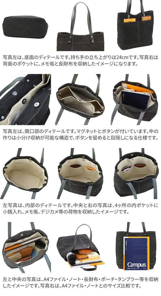 Baggy Port Tote Bag, No. 8 Canvas, Color Coated, Men's, Khaki, YNM-1301, BP-YNM1301-KH