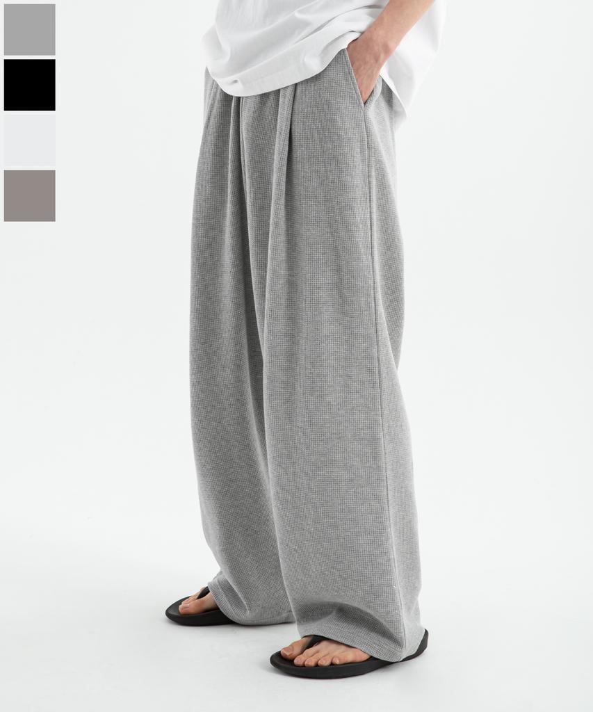 BRENSON ( Waffle ) Single-Pleat Wide Waffle Pants ( 4 Colors )