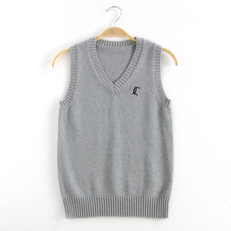 JK Strickweste Damen College-Stil Strickpulloverweste Herbst- und Wintersaison