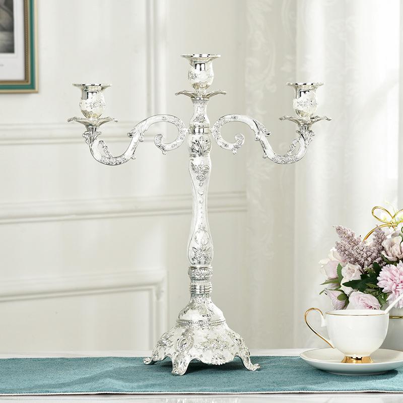 European Style Silver-Plated Metal Candelabra for Weddings and Hotels