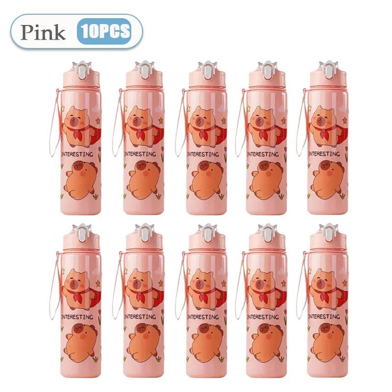 Capybara Straw Cup Kids Water Bottle Large Capacity Cute Capybara Cartoon Sippy Cup with Straw Portable for Children