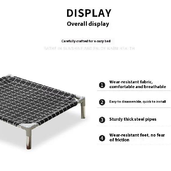 Elevated Pet Cot Stainless Steel Frame - All Season Military Dog Bed Removable Washable Off Ground for Small Pets