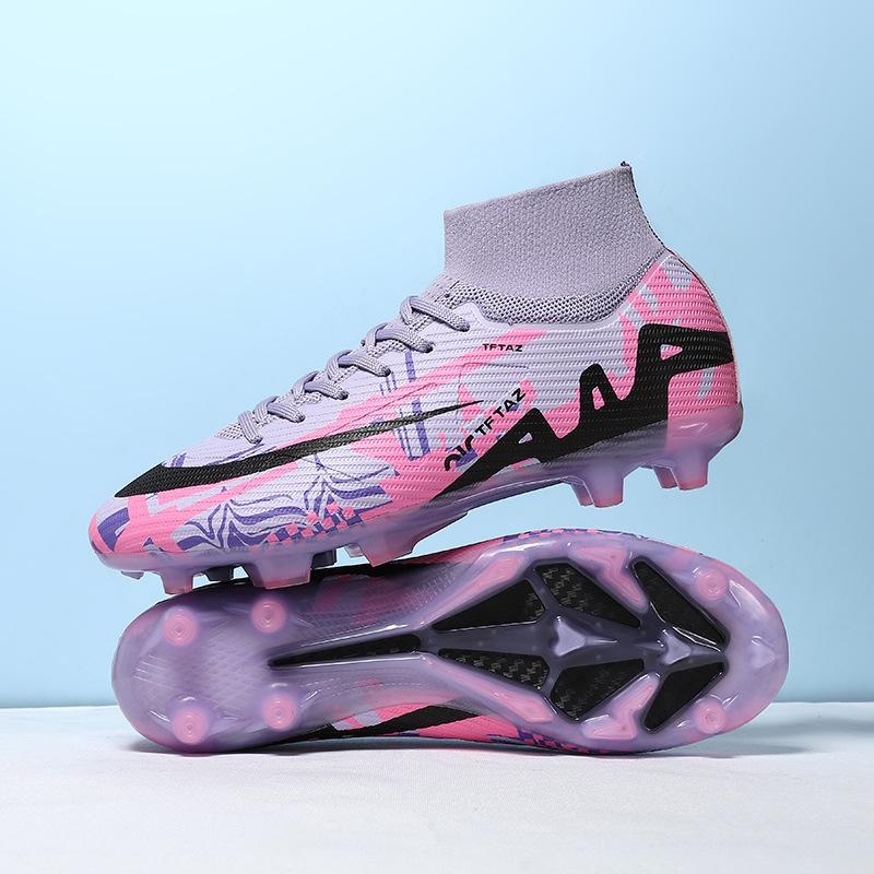 New seamless fly-woven European Cup high-top football shoes, youth spikes, professional training sports shoes