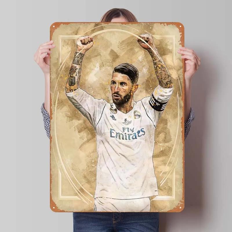 Sergio Ramos Metal Sign Sports Poster Room Decoration Man Cave Vintage Tinplate Sign Plaque for Wall Art Decoration Retro Home