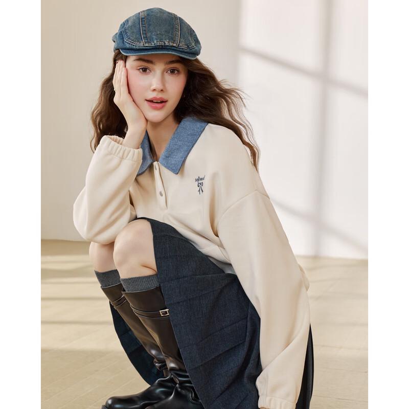 Betu Women's Casual Loose POLO Collar Sweatshirt