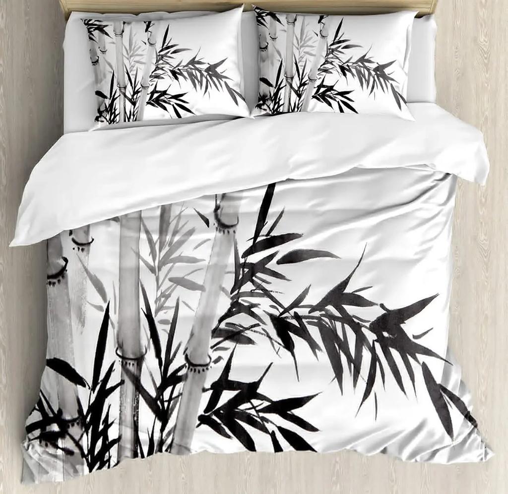 3pcs Bedding Set Bamboo Chinese Style Simple Black And White Duvet Cover Pillow Case Boy Kid Teen Girl Bedding Covers Set